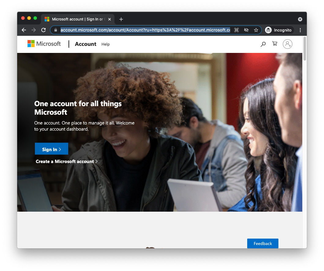 Microsoft Account Page